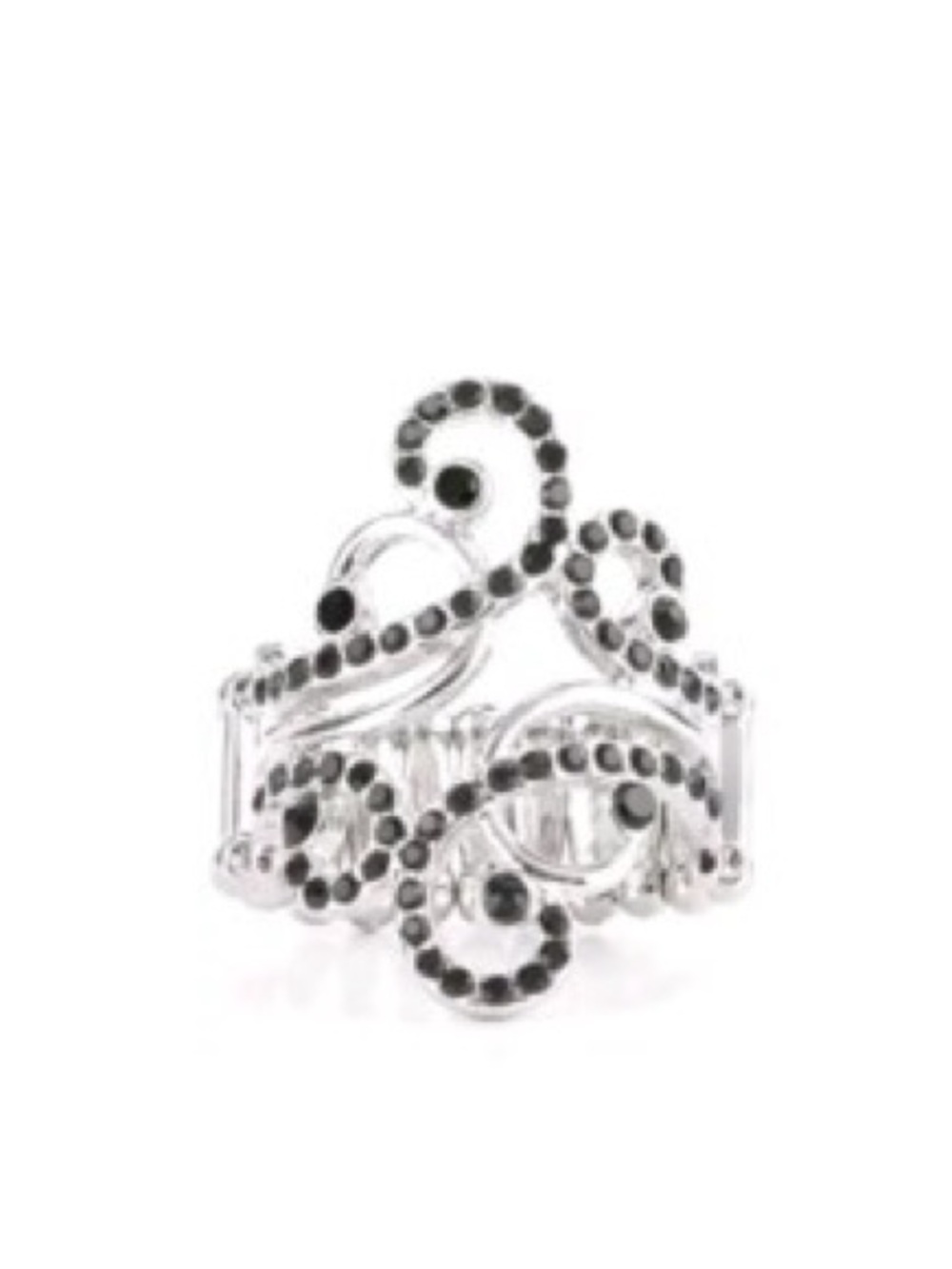paparazzi Silver-Tone Black Accent Swirl Ring